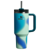 The Stanley Quencher H2.0 FlowState Insulated Tumbler 40 oz Cup In Coastal Teal Motion Blue