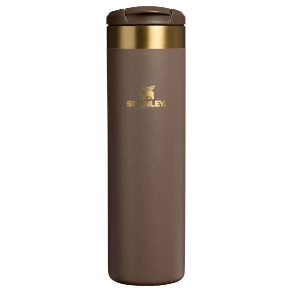 Stanley 20 OZ Aerolight Transit Bottle In Espresso Brown With Gold Accents