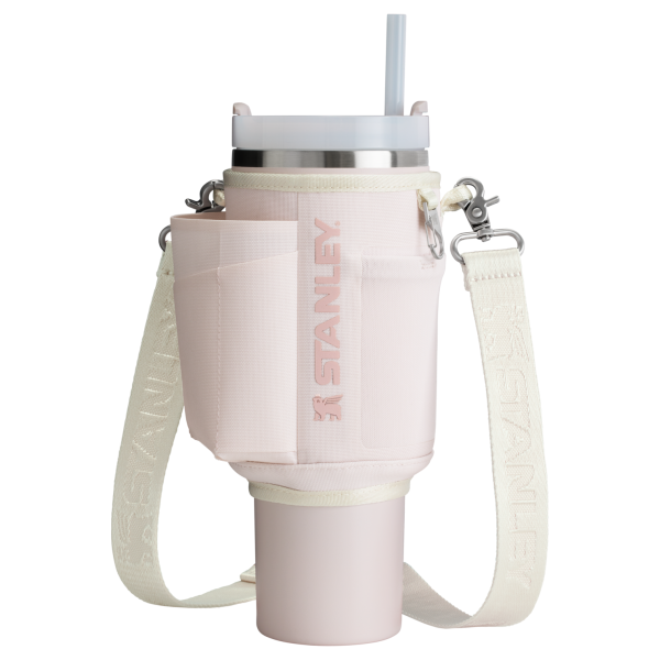 Stanley Carry-All 40 oz Quencher with Detachable Crossbody Straps in Rose Quartz pink