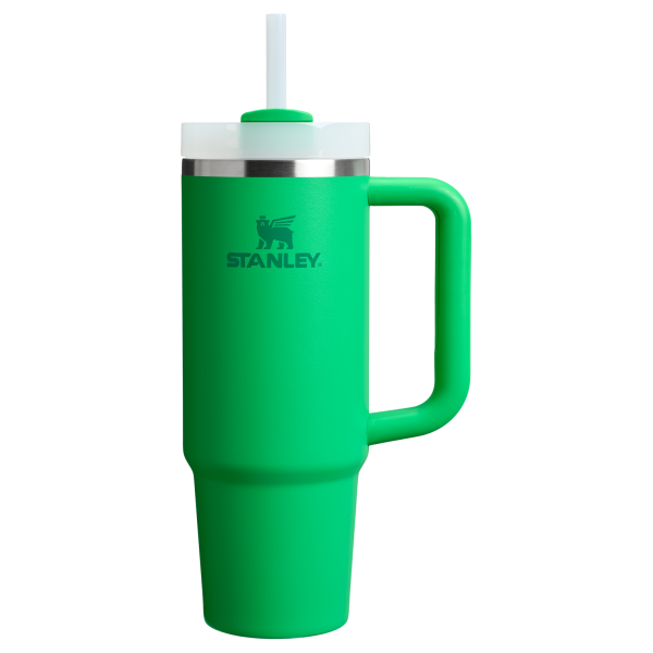 Stanley 30 OZ Quencher FlowState Tumbler With Straw In Meadow Green