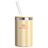 Stanley 10 OZ Everyday Can Cooler Cup In Butter Yellow Cabana Stripe Pink From The Oasis Collection