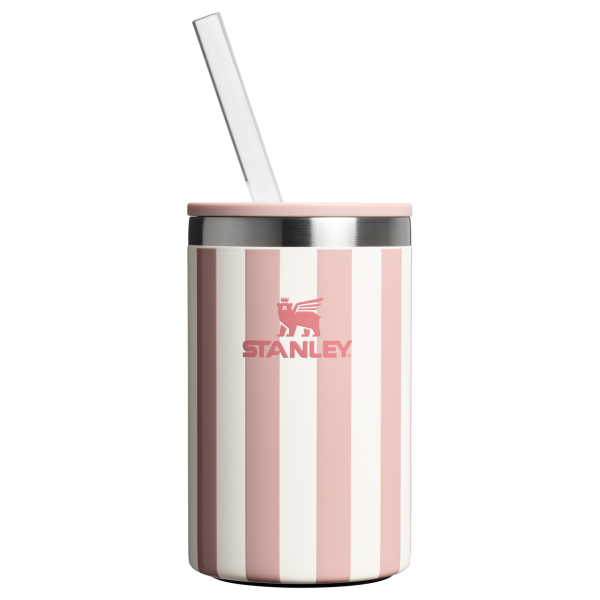 Stanley Everyday Can Cooler Cup In Peach Whip Cabana Stripe Pink From The Oasis Collection