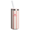 Stanley 10 OZ Everyday Slim Can Cooler Cup In Peach Whip Pink Stripe From The Oasis Collection
