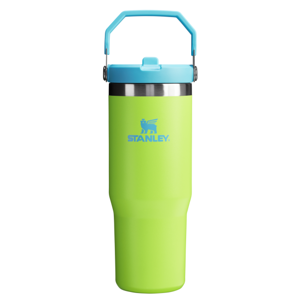 Stanley 30 OZ IceFlow Flip Straw Stainless Steel Tumbler In Bright Lime Green