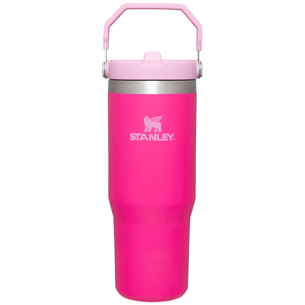 Stanley 30 OZ IceFlow Flip Straw Stainless Steel Tumbler In Camelia Pink