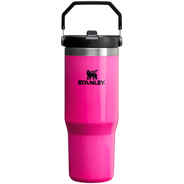 30 OZ Stanley IceFlow Flip Straw Tumbler Water Bottle In Electric Pink
