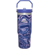 Stanley 30 OZ IceFlow Flip Straw Stainless Steel Tumbler In Lapis Swirl