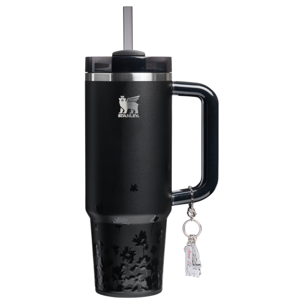 Stanley Jennie Collab 30 Ounce Tumbler In Midnight Ruby With Embossed Flowers