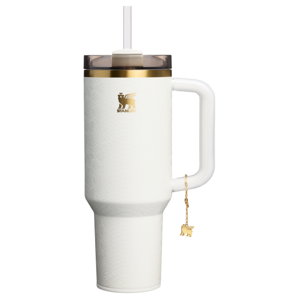 Stanley 40 OZ Quencher Luxe Tumbler In White Snakeskin